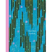 Sheet Music Notebook: blank music manuscript paper with12 plain staffs / staves and cover featuring antique Japanese textile print