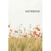 Notebook: Poppy Flower Blank Lined College Ruled Notebook 6x9 Inches 100 Pages