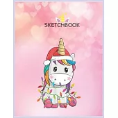 SketchBook: Unicorn Tree Christmas Sweater Xmas Pet Animal Lover Gifts Unicorn Blank Unlined SketchBook for Kids and Girls XL Marp