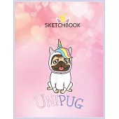 SketchBook: Unipug Cute Pug Unicorn Costume Pug Art Unicorn Blank Unlined SketchBook for Kids and Girls XL Marple SketchBook 100+