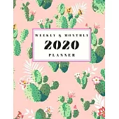 2020 Weekly & Monthly Planner: Simple and Minimalistic Cacti Succulents Calendar with Inspirational and Motivational Quotes for Women and Girls