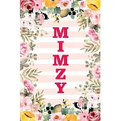 Mimzy: Family Relationship Word Calling Notebook, Cute Blank Lined Journal, Fam Name Writing Note (Pink Flower Floral Stripe