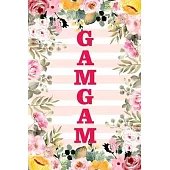 Gamgam: Family Relationship Word Calling Notebook, Cute Blank Lined Journal, Fam Name Writing Note (Pink Flower Floral Stripe
