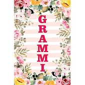 Grammie: Family Relationship Word Calling Notebook, Cute Blank Lined Journal, Fam Name Writing Note (Pink Flower Floral Stripe