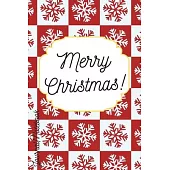 Merry Christmas Journal Notebook: Simple Red and White Snowflake Pattern