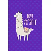 Love Yo’’Self: Notebook Journal Composition Blank Lined Diary Notepad 120 Pages Paperback Purple Hearts Llama