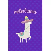 Melodrama: Notebook Journal Composition Blank Lined Diary Notepad 120 Pages Paperback Purple Hearts Llama