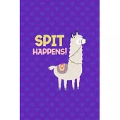 Spit Happens!: Notebook Journal Composition Blank Lined Diary Notepad 120 Pages Paperback Purple Hearts Llama