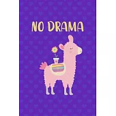 No Drama: Notebook Journal Composition Blank Lined Diary Notepad 120 Pages Paperback Purple Hearts Llama