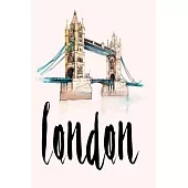 london: Lined Notebook, 110 Pages -Great London Graphic on Light Blush Pink Matte Soft Cover, 6X9 inch Journal for women girls