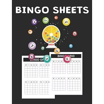 Bingo Sheets: Blank Bingo Grid Score Record, Bingo Game Record Book, Blank Bingo Cards, Bingo Supplies, 4 Bingo Cards Each 100 Sheet