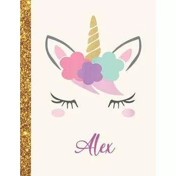 Alex: Alex Unicorn Personalized Black Paper SketchBook for Girls and Kids to Drawing and Sketching Doodle Taking Note Marble