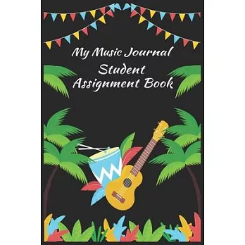 My Music Journal - Student Assignment Book: 52 Weeks of Music Lesson Tracking Charts - Record Notes and Practice Log Book - Perfect Blue Instruments f