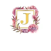 J: Pretty Watercolor / Gold - Super Cute Monogram Initial Letter Notebook - Personalized Lined Journal / Diary - Perfect