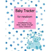 Baby Tracker: Lovely Blue polka dots pattern design for Newborns tracker, diapers changing, immunizations log, baby daily log, feedi