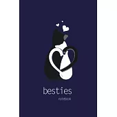 Besties Notebook, Blank Write-in Journal, Dotted Lines, Wide Ruled, Medium (A5) 6 x 9 Inches (Blue)