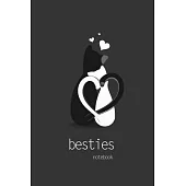 Besties Notebook, Blank Write-in Journal, Dotted Lines, Wide Ruled, Medium (A5) 6 x 9 Inches (Gray)