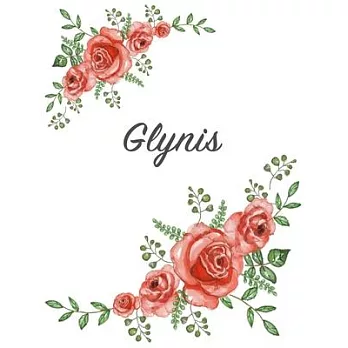 Glynis: Personalized Notebook with Flowers and First Name - Floral Cover (Red Rose Blooms). College Ruled (Narrow Lined) Journ