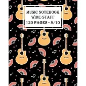 Music Notebook Wide Staff Guitar Seamless Pattern: Music Sheet Guitar/120 pages/8/10, Soft Cover, Matte Finish