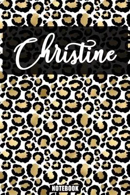 Christine: Personalized Notebook Leopard Print Black and Gold Animal Print Women- Cheetah- Cat (Animal Skin Pattern) with Cheetah