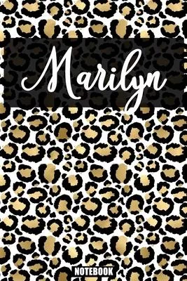 Marilyn: Personalized Notebook Leopard Print Black and Gold Animal Print Women- Cheetah- Cat (Animal Skin Pattern) with Cheetah