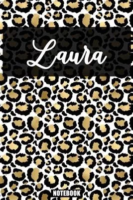 Laura: Personalized Notebook Leopard Print Black and Gold Animal Print Women- Cheetah- Cat (Animal Skin Pattern) with Cheetah