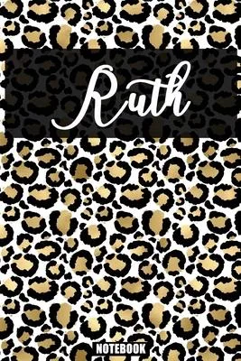 Ruth: Personalized Notebook Leopard Print Black and Gold Animal Print Women- Cheetah- Cat (Animal Skin Pattern) with Cheetah