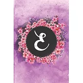 Cherry blossom flowers letter E journal: Personalized Monogram Initial E with pretty colorful watercolor pink floral sakura for women & girls -- birth