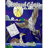 Stained Glass Coloring Book with designs of flowers, animals and landscapes