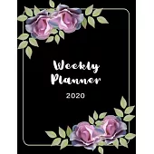 2020 Weekly Planner: Weekly And Monthly Planner Flowers Purple Golden Calendar Agenda January 2020 to December 2021 Schedule Organizer With