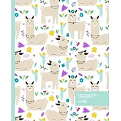 Wide Ruled Composition Notebook: Sweet Sleeping Llamas - Blank Wide Ruled Book with Table of Contents is Perfect for the Home, Office or School.