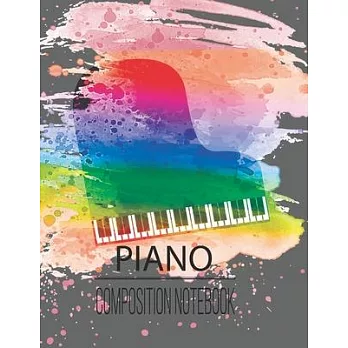 Piano Composition Notebook: Blank Music Note Sheets KIDS Piano - Music Notes Design Cover - Watermark Piano Cover Design