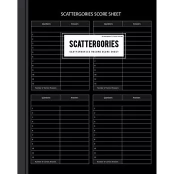 Black and White Publishing Scattergories Score Card: Scattergories Record Sheet Keeper for Keep Track of Who’’s Ahead In Your Favorite Creative Thinkin