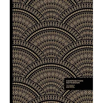 Wide Ruled Composition Notebook: Elegant Black and Gold Mandala - Blank Wide Ruled Book with Table of Contents is Perfect for the Home, Office or Scho