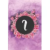 Cherry blossom flowers letter I journal: Personalized Monogram Initial I with pretty colorful watercolor pink floral sakura for women & girls -- birth