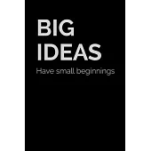 Big Ideas Have small beginnings: Black Paper Dot Grid Journal - Notebook - Planner 6x9 Inspirational and Motivational - For Use With Gel Pens - Revers