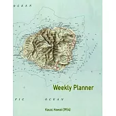Weekly Planner: Kauai, Hawaii (1954): Vintage Topo Map Cover