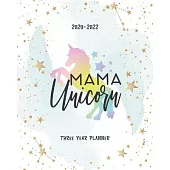 Mama Unicorn: 3 Year Monthly Academic Planner Schedule Organizer Agenda Notebook Appointment Event Goal Federal Holiday Notes To Do