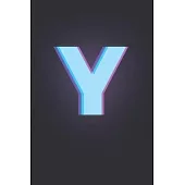Y: 3D Letter Y initial Alphabet Monograme Notebook, Pretty pink & Blue letter monogramend Blank lined Note Book Journal f