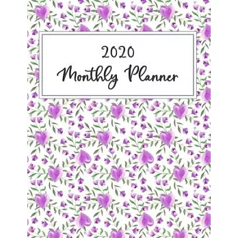 2020 Monthly planner: Weekly and Monthly Calendar Schedule Organizer Jan 1, 2020 to Dec 31, 2020. Sweet purple heart and flower Cover