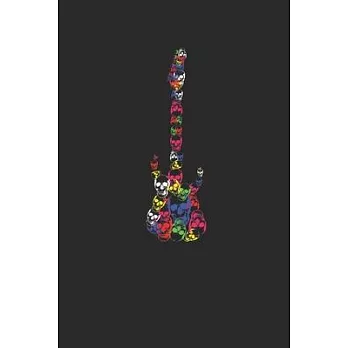 Colorful Guitar Skull: Guitars Notebook, Graph Paper (6＂ x 9＂ - 120 pages) Musical Instruments Themed Notebook for Daily Journal, Diary, and