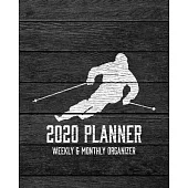 2020 Planner Weekly and Monthly Organizer: Downhill Skiing Dark Wood Vintage Rustic Theme - Calendar Views with 130 Inspirational Quotes - Jan 1st 202