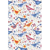 Notes: A Blank Japanese Kanji Practice Paper Notebook with Watercolor Birds in a Garden Pattern Cover Art