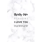 32 Reasons I Love You Mawmaw: Fill In Prompted Marble Memory Book