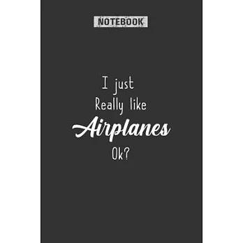 I Just Really Like Airplanes Ok: Pilot Notebook Gift, Airplane Lovers, Helicopter Pilots, Journal for pilots