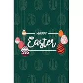 Happy Easter II Notebook, Blank Write-in Journal, Dotted Lines, Wide Ruled, Medium (A5) 6 x 9 In (Olive Green)