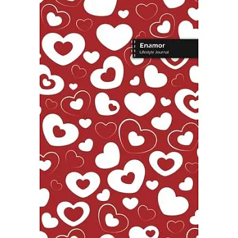 Enamor Lifestyle Journal, Blank Write-in Notebook, Dotted Lines, Wide Ruled, Size (A5) 6 x 9 In (Red)