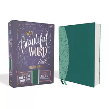 Niv, Beautiful Word Bible, Updated Edition, Peel/Stick Bible Tabs, Leathersoft, Teal, Red Letter, Comfort Print: 600+ Full-Color Illustrated Verses