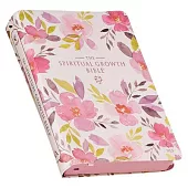 The Spiritual Growth Bible, Study Bible, NLT - New Living Translation Holy Bible, Faux Leather, Pink Purple Printed Floral