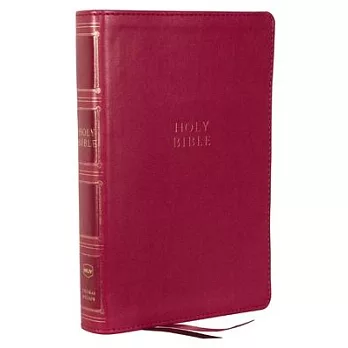 Nkjv, Compact Center-Column Reference Bible, Leathersoft, Dark Rose, Red Letter, Thumb Indexed, Comfort Print